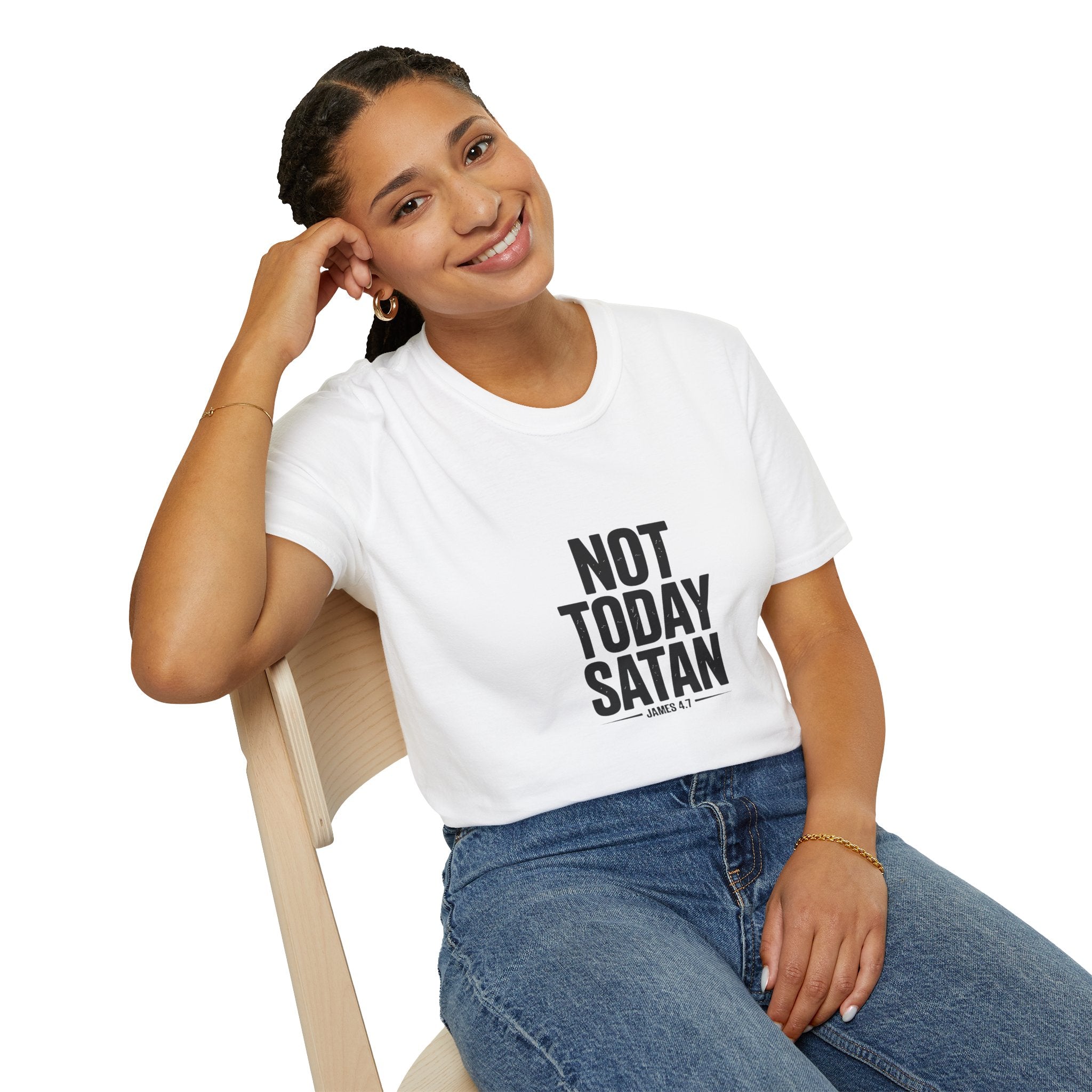 Not Today Satan T-Shirt — Christian Faith Graphic Tee (James 4:7)