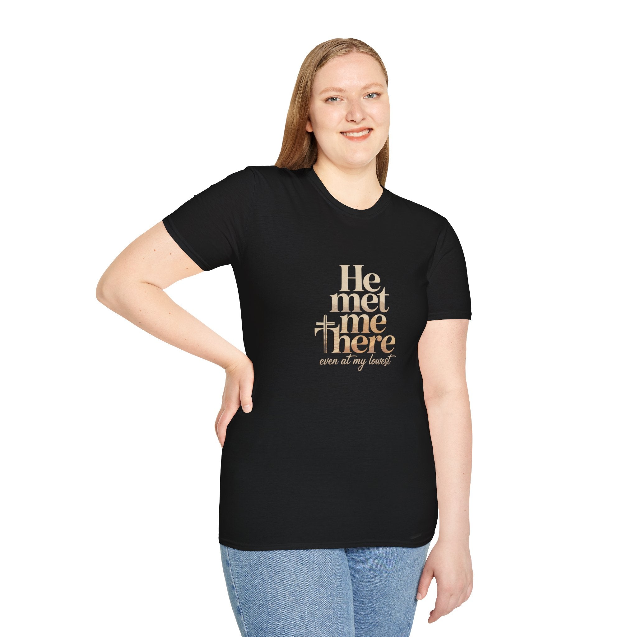 Christian T‑Shirt "He Met Me There" Inspirational Faith Tee