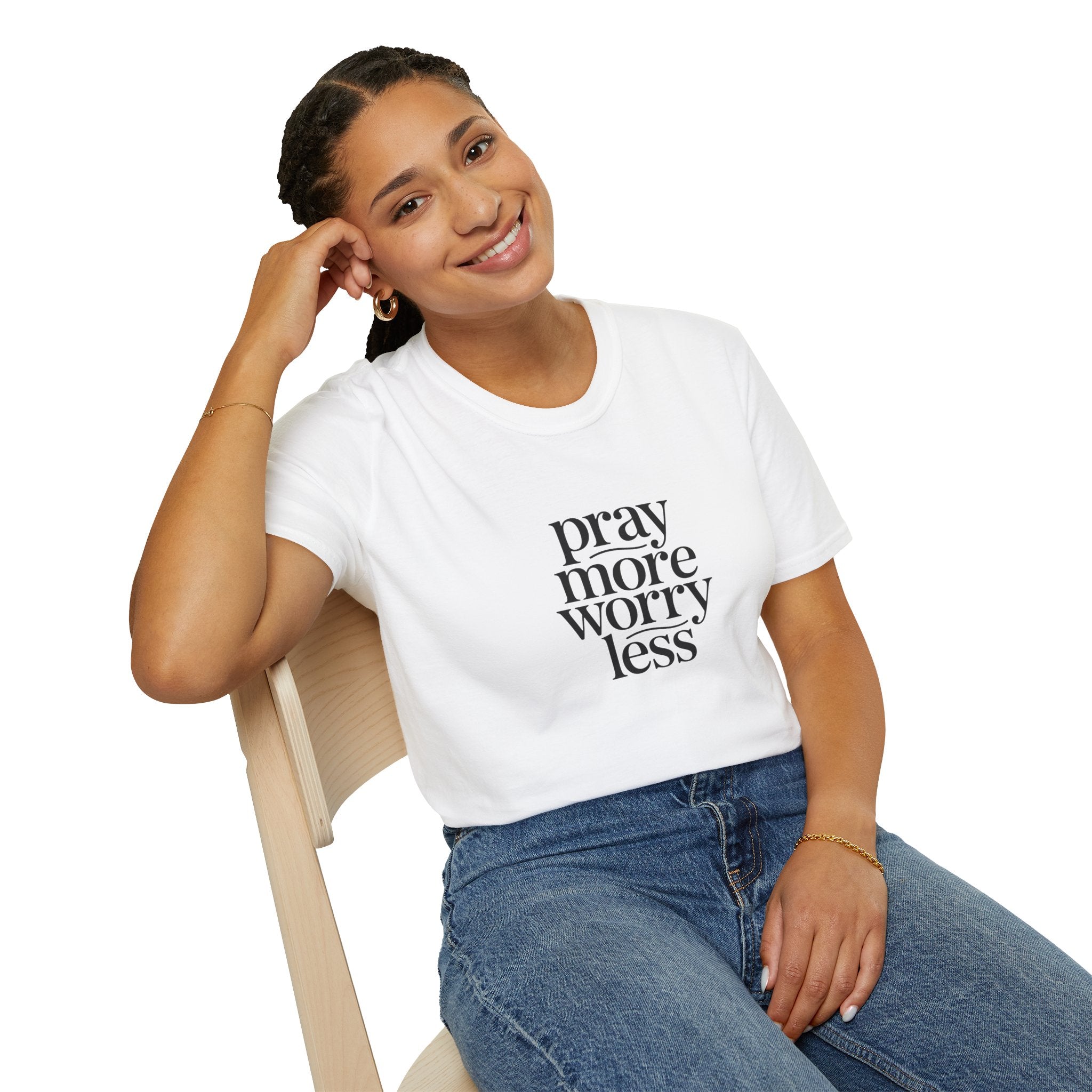 Pray More Worry Less T-Shirt — Inspirational Faith Graphic Tee