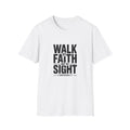 Walk by Faith T-Shirt — 2 Corinthians 5:7 Inspirational Christian Tee