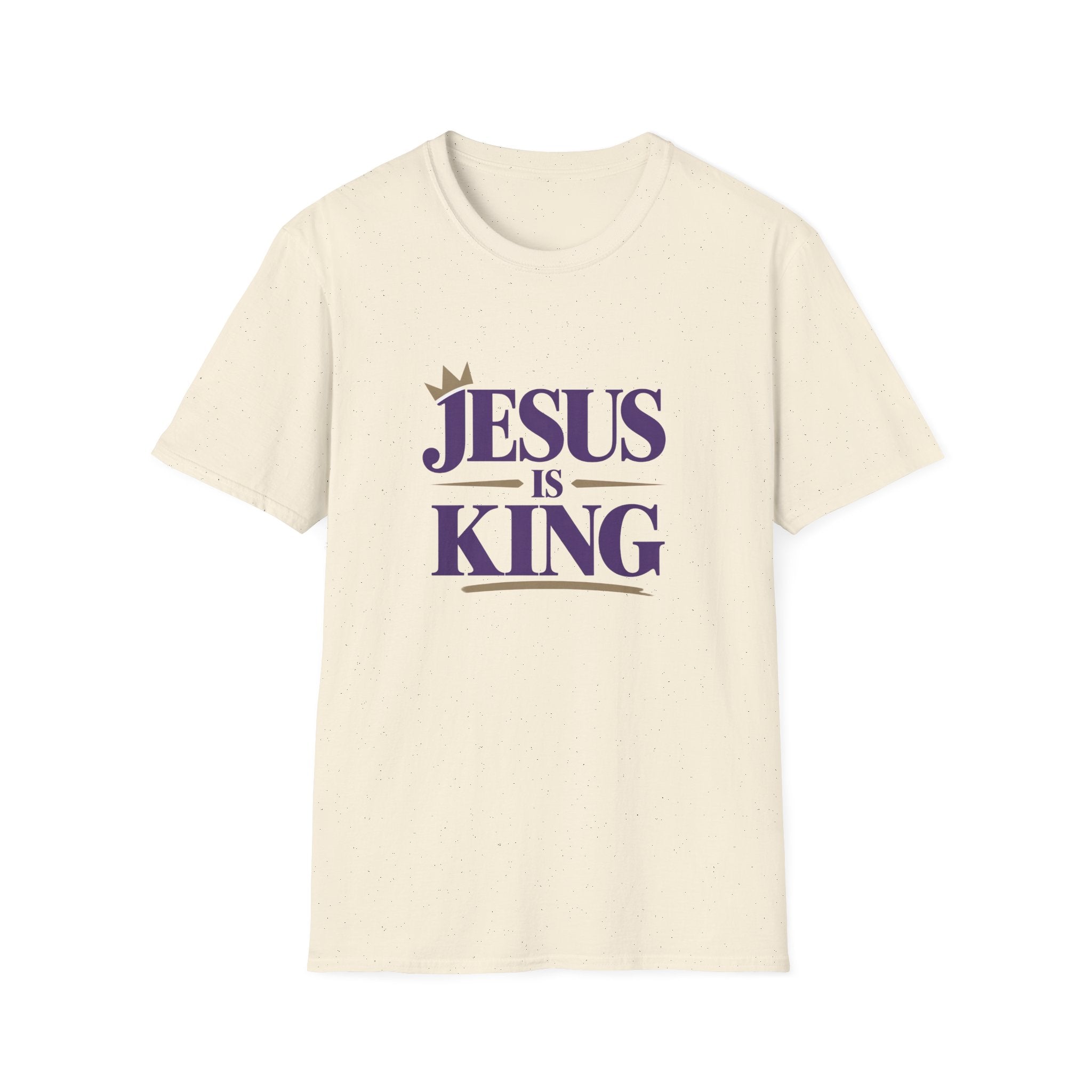 Jesus Is King T-Shirt — Christian Faith Tee, Royal Purple & Gold Scripture Shirt