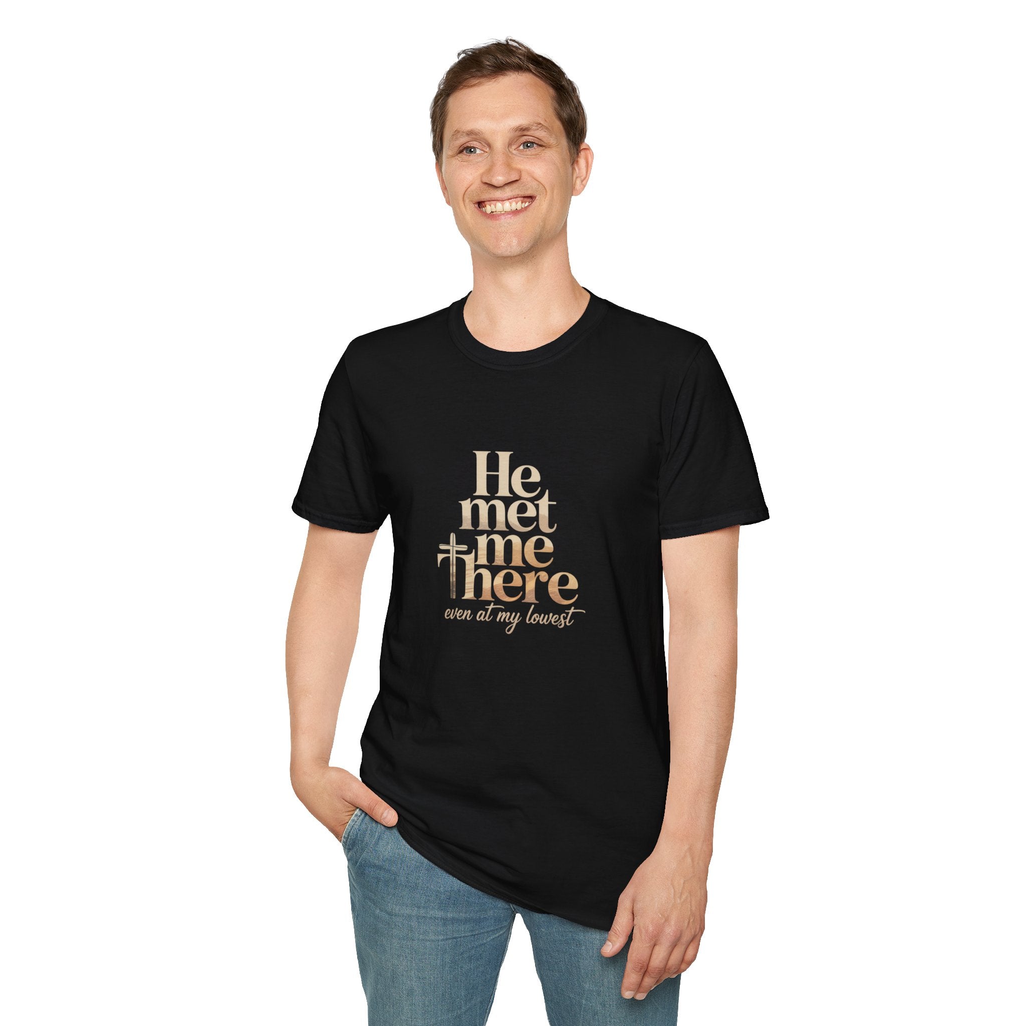 Christian T‑Shirt "He Met Me There" Inspirational Faith Tee